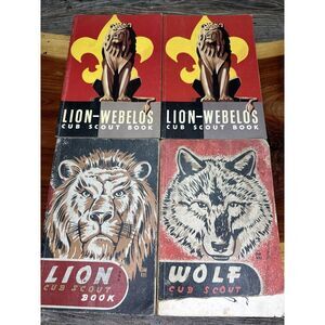 BSA Cub Scout Book Lot of 4 Vtg 1950s Wolf Lion Webelos Boy Scouts‎ America
